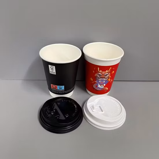 4 8 12 16 20 Oz Custom Wholesale Disposable Single Double Ripple Wall Mug Paper Cup Beverage Bubble Boba Milk Tea Coffee Cups for Hot and Cold Drinks with Lids