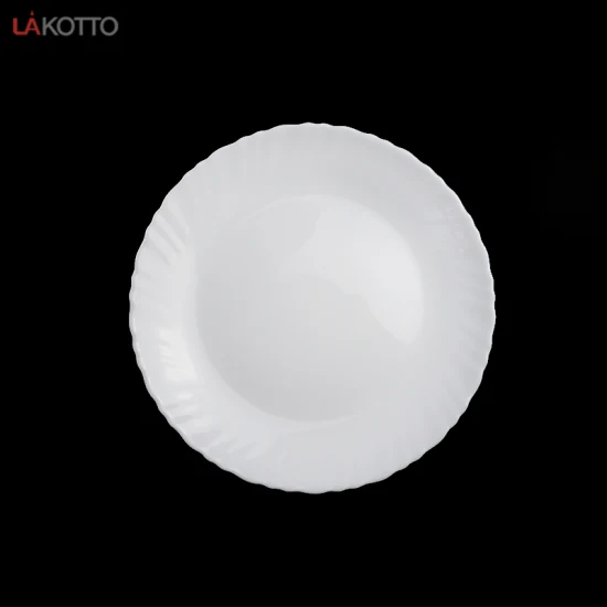 Стеклянная тарелка, оптовая продажа, опаловое стекло, новая классическая индивидуальная ресторанная коробка, минималистичная круглая тарелка для супа, гравировка, обеденная тарелка